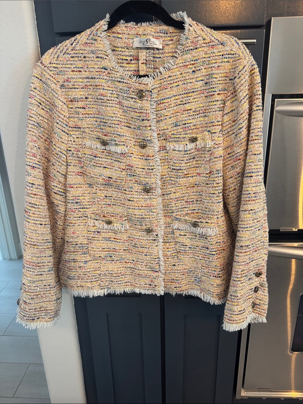 Italian Multicolor Tweed Fringe Jacket - Women's